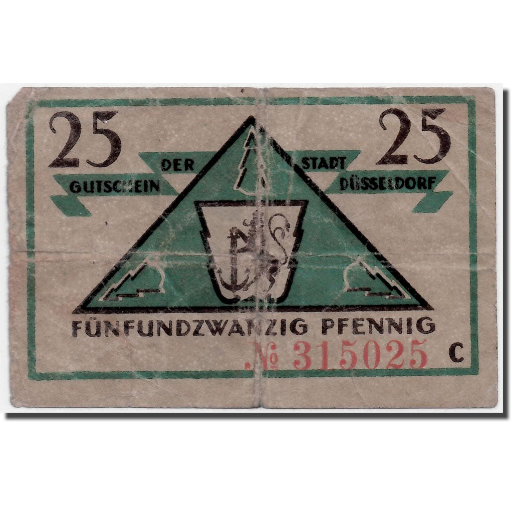Banknote, Germany, Düsseldorf, 25 Pfennig, Ecusson, 1919, 1919-10-15, UNC(63)
