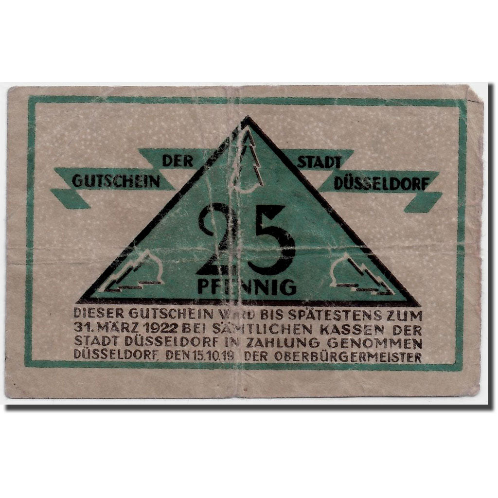 Banknote, Germany, Düsseldorf, 25 Pfennig, Ecusson, 1919, 1919-10-15, UNC(63)