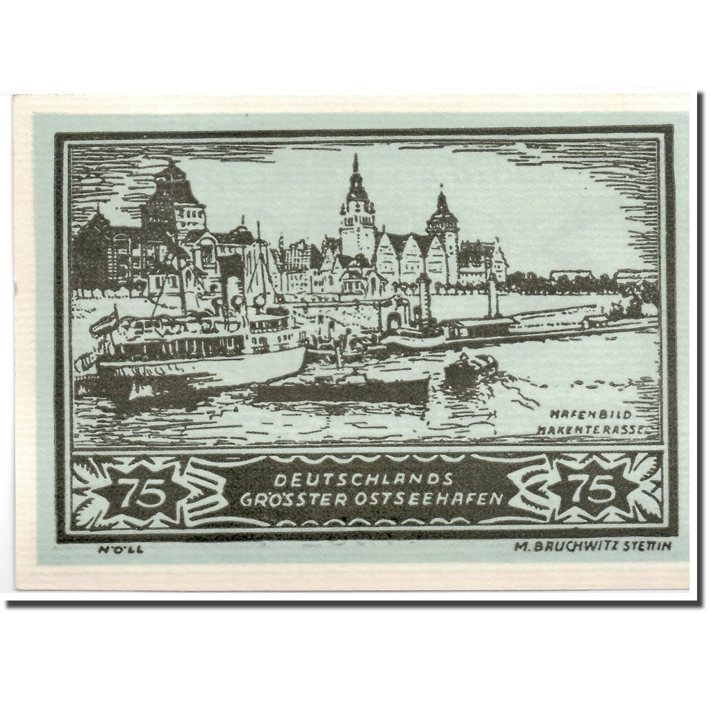 Banknote, Germany, Stettin, 75 Pfennig, paysage, 1921, 1921-05-01, UNC(63)
