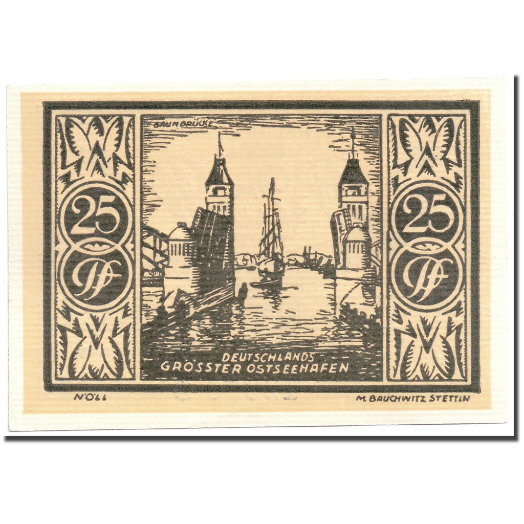 Banknote, Germany, Stettin, 25 Pfennig, Port, 1921, 1921-05-01, UNC(63)