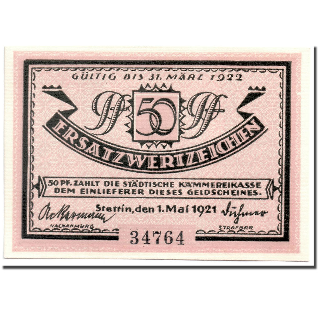Banconote, Germania, Stettin, 50 Pfennig, Port, 1921, 1921-05-01, SPL