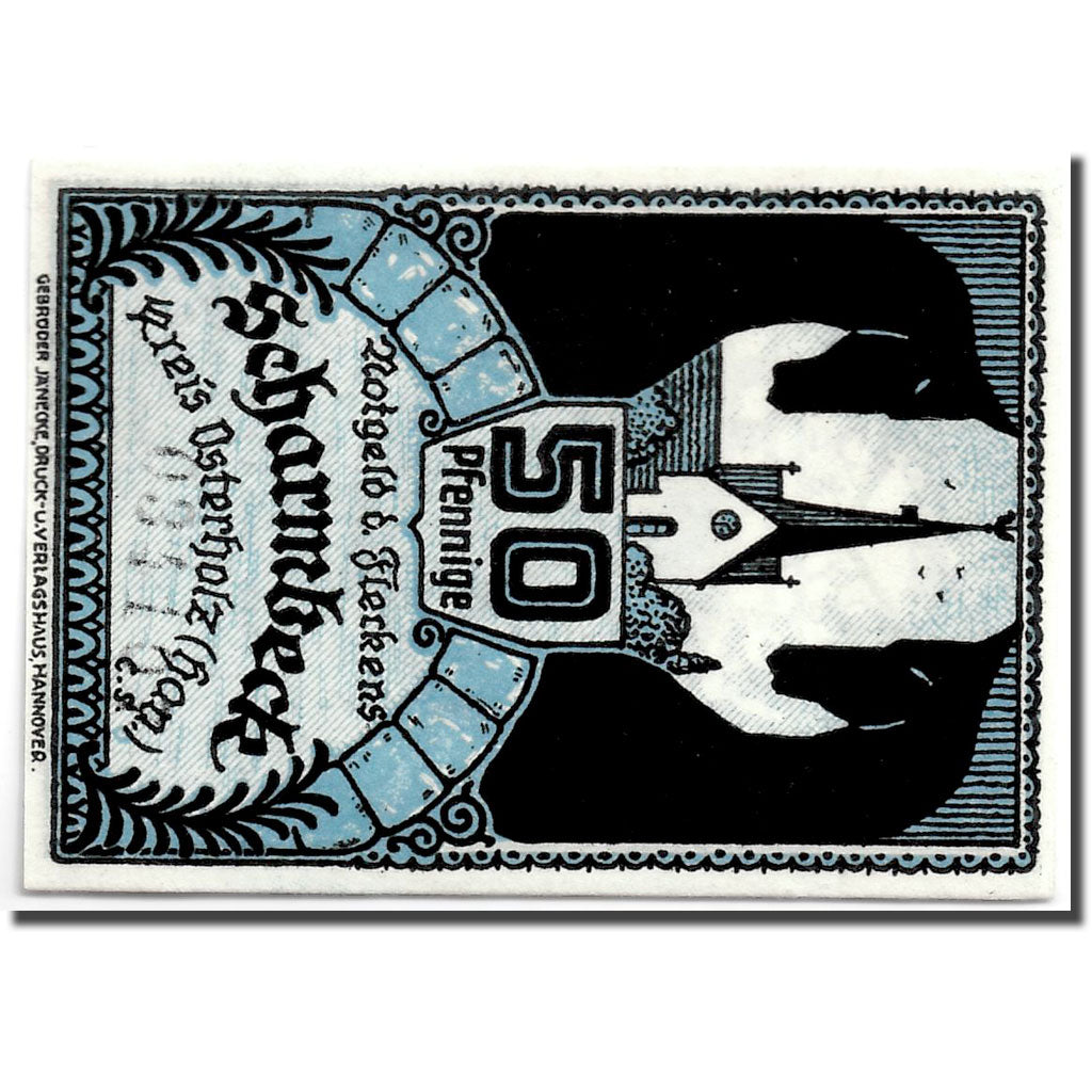 Billet, Allemagne, Scharmbeck Stadt, 50 Pfennig, Eglise 1, 1920, 1920-12-01