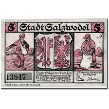 Banknote, Germany, Salzwedel, 5 Pfennig, personnage, 1921, 1921-03-20, UNC(63)