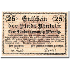 Banknote, Germany, Rinteln, 25 Pfennig, graphique, 1918, 1918-02-02, UNC(63)