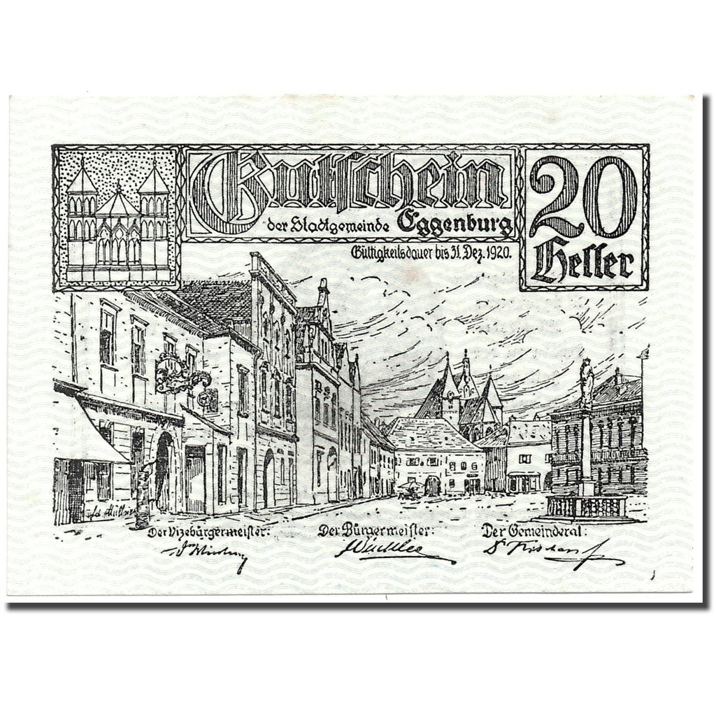 Banknote, Austria, Eggenburg, 20 Heller, Ville, 1920, 1920-12-31, UNC(63)