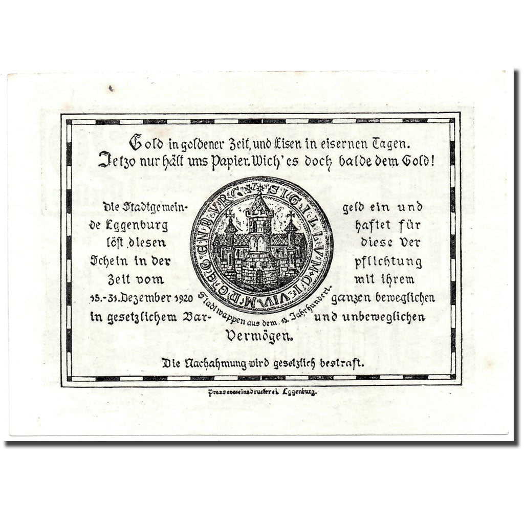 Banknote, Austria, Eggenburg, 20 Heller, Ville, 1920, 1920-12-31, UNC(63)