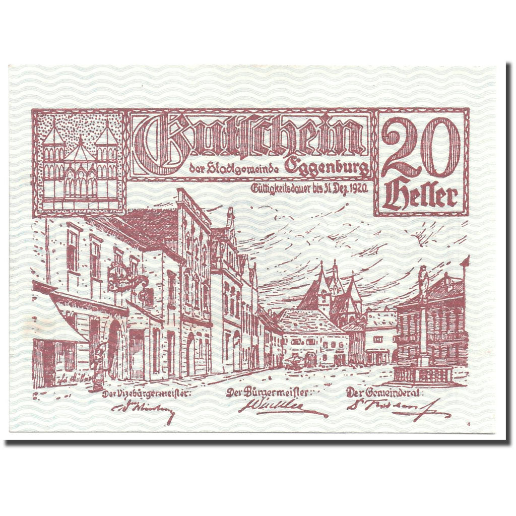 Banknote, Austria, Eggenburg, 20 Heller, Ville, 1920, 1920-12-31, UNC(63)