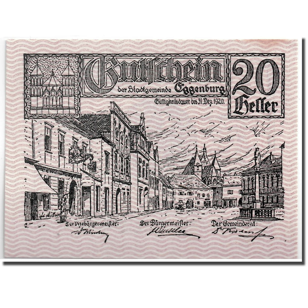 Banknote, Austria, Eggenburg, 20 Heller, Ville, 1920, 1920-12-31, UNC(63)