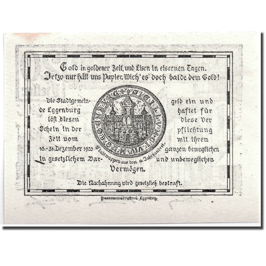 Banknote, Austria, Eggenburg, 20 Heller, Ville, 1920, 1920-12-31, UNC(63)