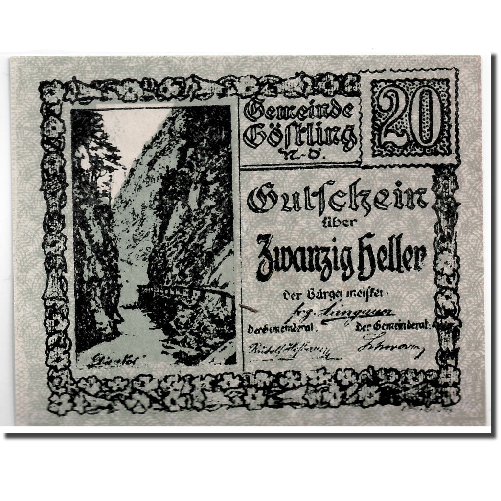 Banknote, Austria, Göstling N.Ö. Gemeinde, 20 Heller, paysage, UNC(63)