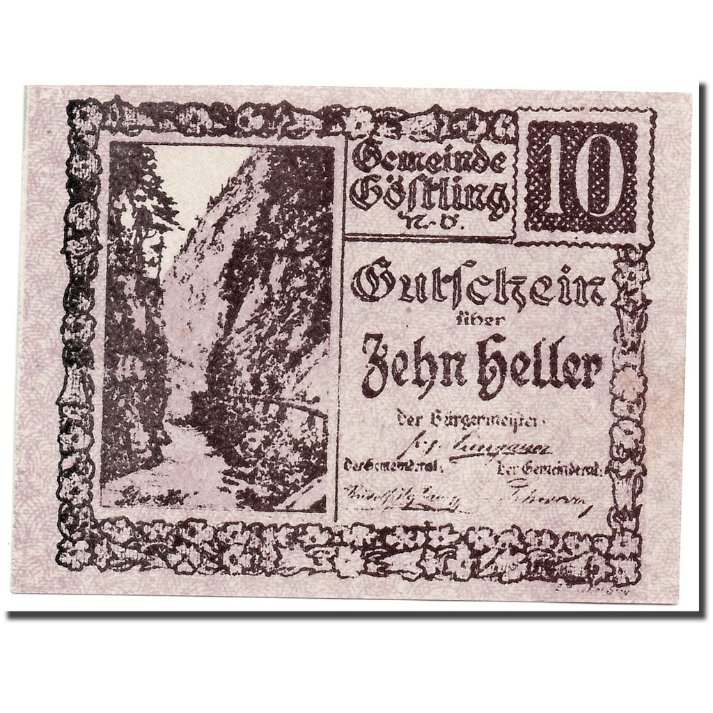 Banknote, Austria, Göstling N.Ö. Gemeinde, 10 Heller, paysage, UNC(63)