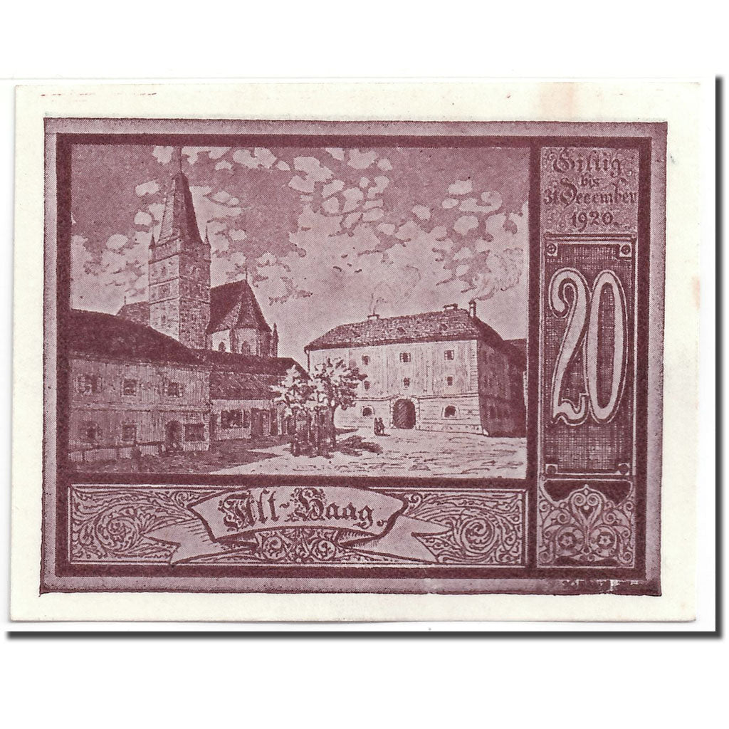 Banknote, Austria, Haag, 20 Heller, ange, 1920, 1920-12-31, UNC(63), Mehl:FS