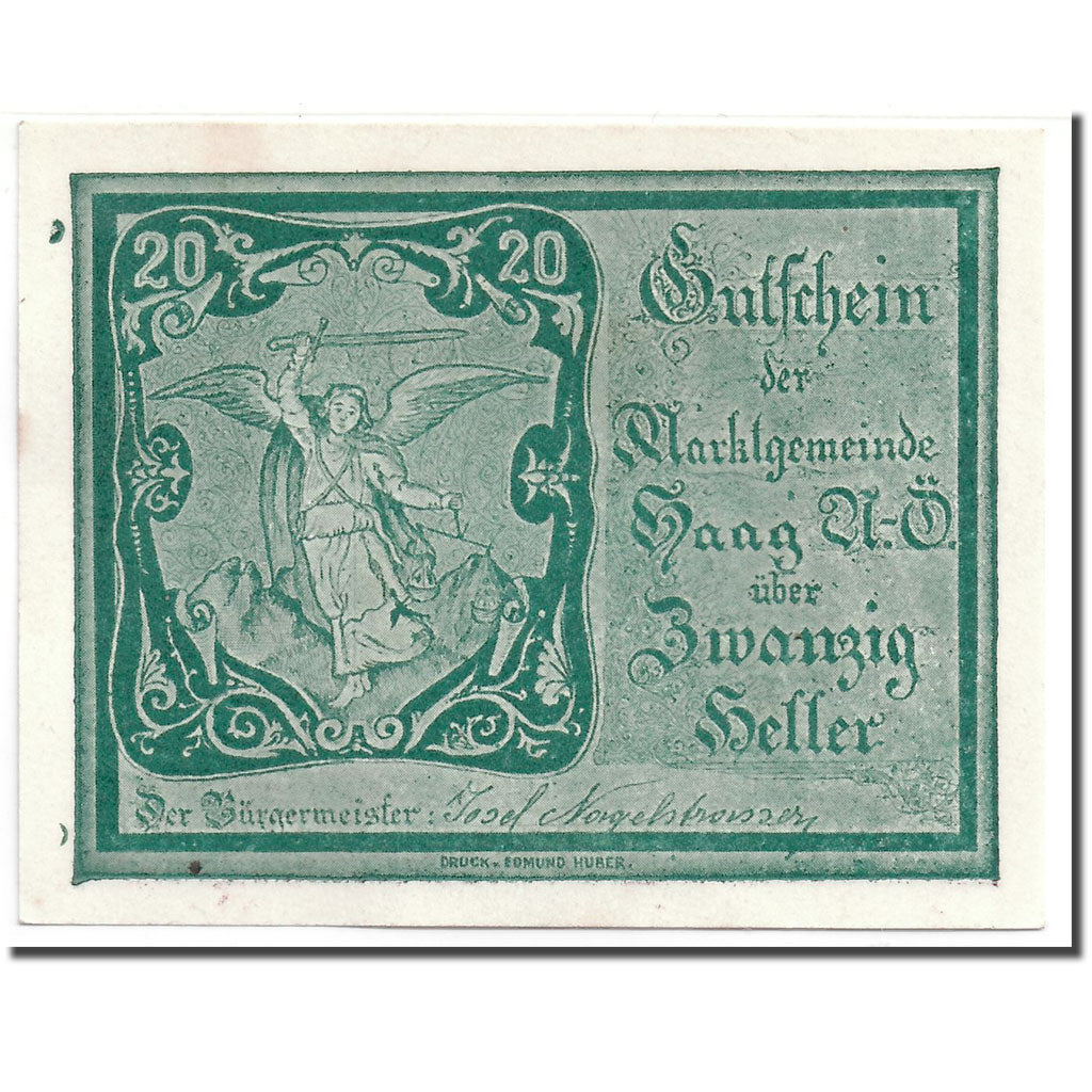 Banknote, Austria, Haag, 20 Heller, ange, 1920, 1920-12-31, UNC(63), Mehl:FS