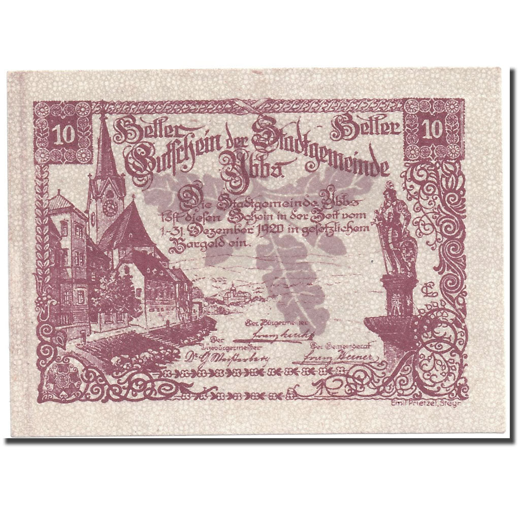 Banknote, Austria, Ybbs, 10 Heller, château, 1920, 1920-12-31, UNC(63), Mehl:FS