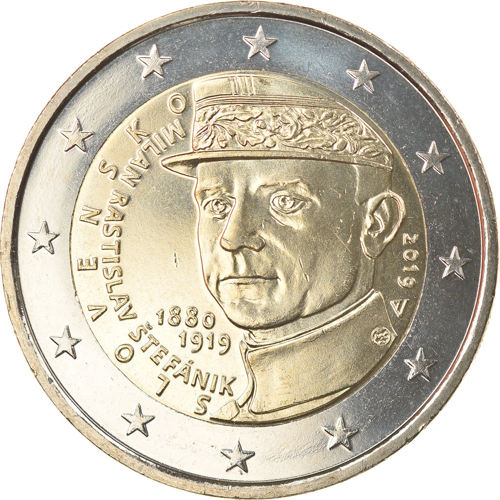 Slovakia, 2 Euro, Rastislav Štefánik, 2019, MS(63), Bi-Metallic