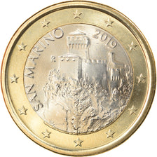 San Marino, 1 Euro, 2nd map, 2019, MS(63), Bi-Metallic