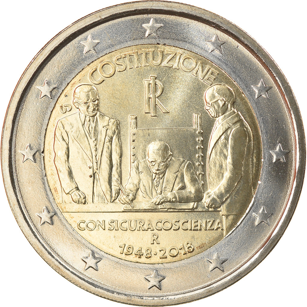 Italy, 2 Euro, Constitution italienne, 2018, MS(63), Bi-Metallic