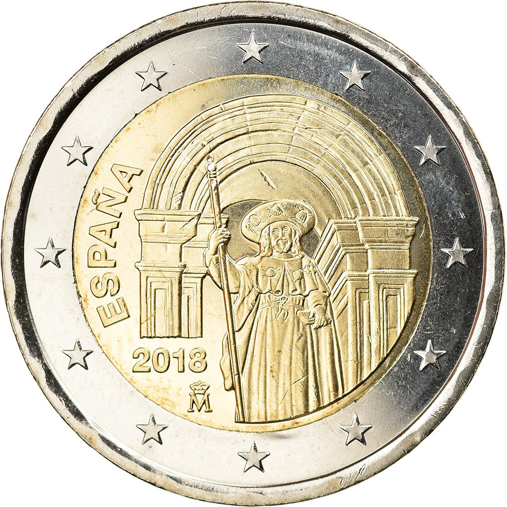 España, 2 Euro, Old Town of Santiago de Compostela, 2018, SC, Bimetálico