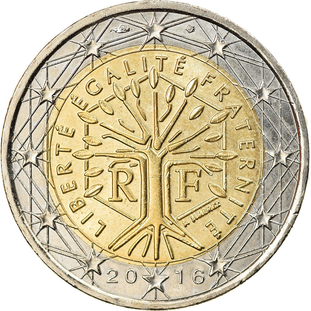 France, 2 Euro, 2nd map, 2016, MS(63), Bi-Metallic