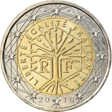 France, 2 Euro, 2nd map, 2016, MS(63), Bi-Metallic