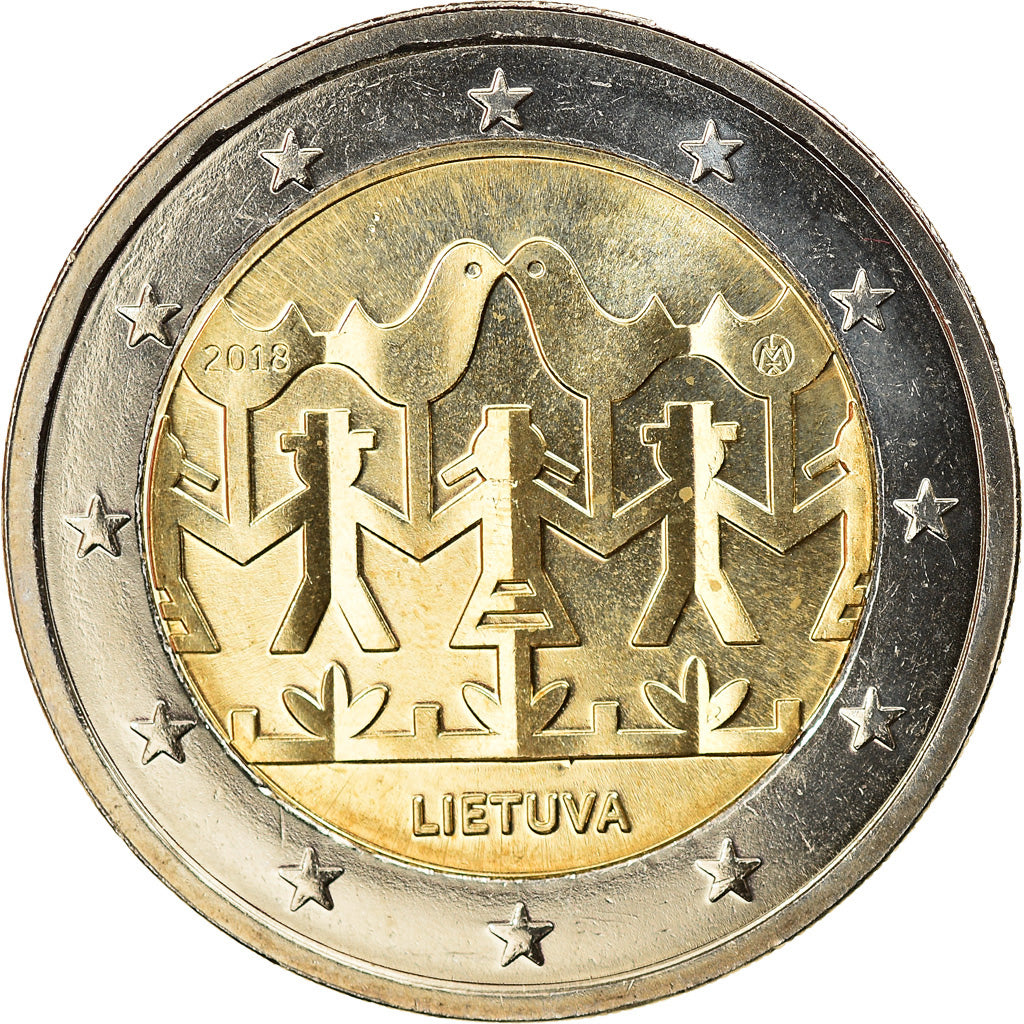 Lithuania, 2 Euro, Song and Dance Celebration, 2018, MS(63), Bi-Metallic