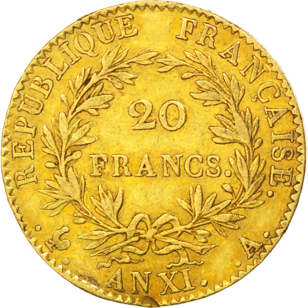 FRANCE, Napoléon I, 20 Francs, 1803, Paris, KM #651, EF(40-45), Gold, Gadoury #.