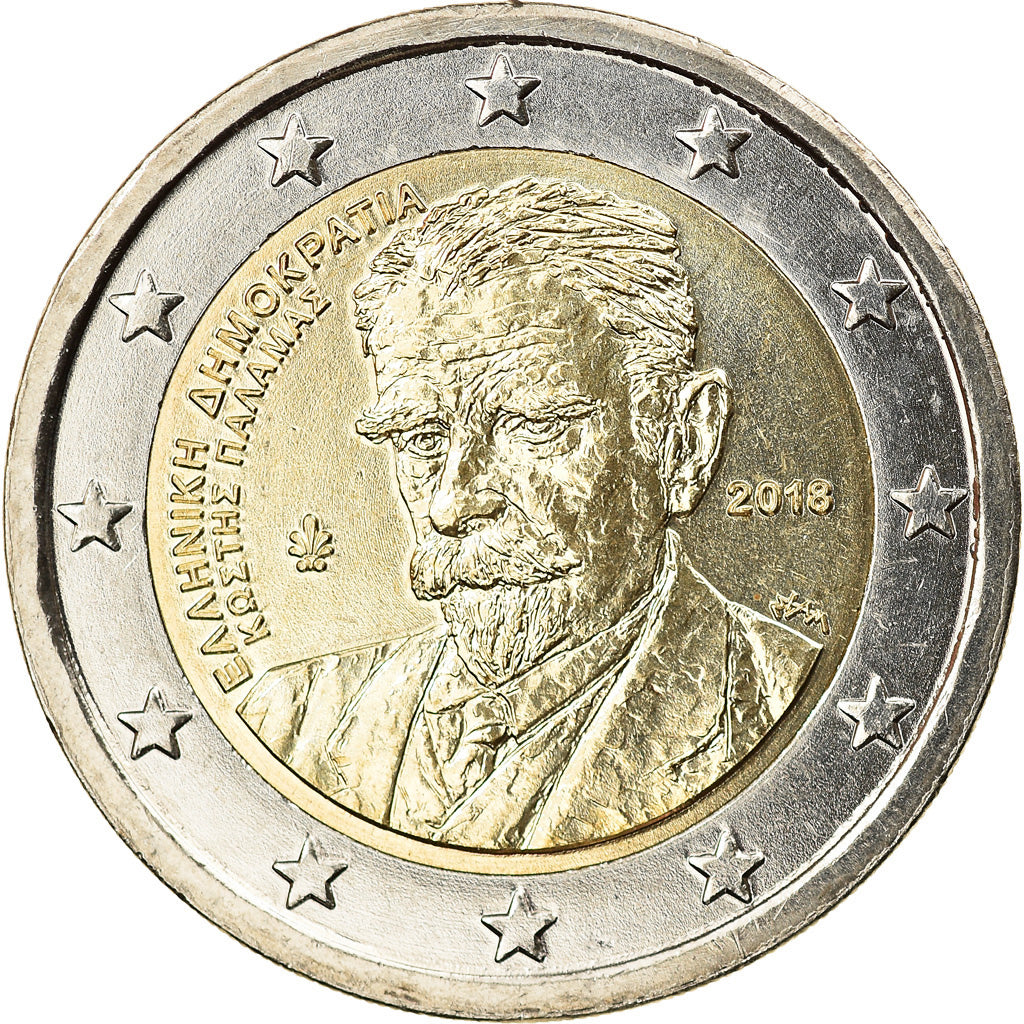 Griechenland, 2 Euro, Kostís Palamás, 2018, UNZ, Bi-Metallic