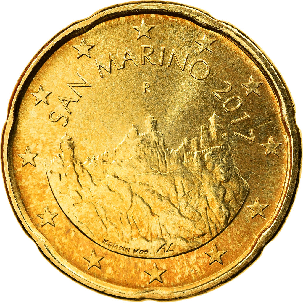 San Marino, 20 Euro Cent, 2nd map, 2017, MS(63), Copper-Aluminum-Zinc