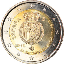 Spagna, 2 Euro, 50th Birthday of King Felipe VI, 2018, SPL, Bi-metallico