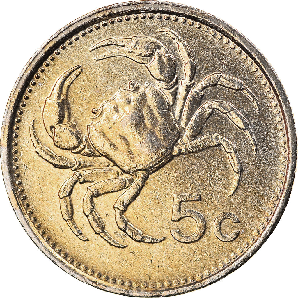 Coin, Malta, 5 Cents, 1986, MS(63), Copper-nickel, KM:77