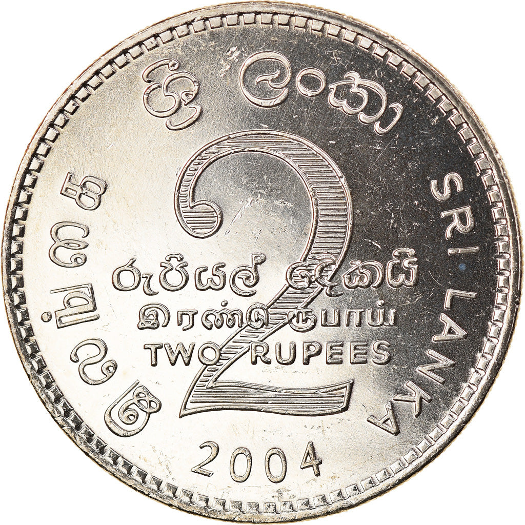 Coin, Sri Lanka, 2 Rupees, 2004, MS(63), Copper-nickel, KM:147