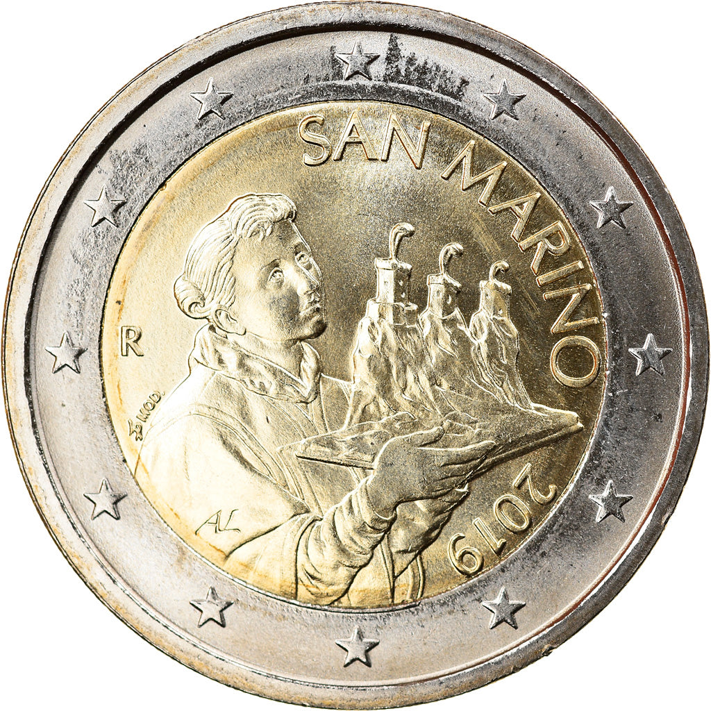 San Marino, 2 Euro, 2nd map, 2019, MS(63), Bi-Metallic