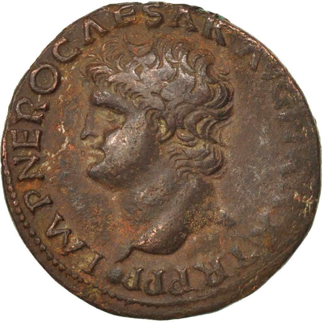 Nero, As, Lyons, EF(40-45), Bronze, RIC #544, 10.28