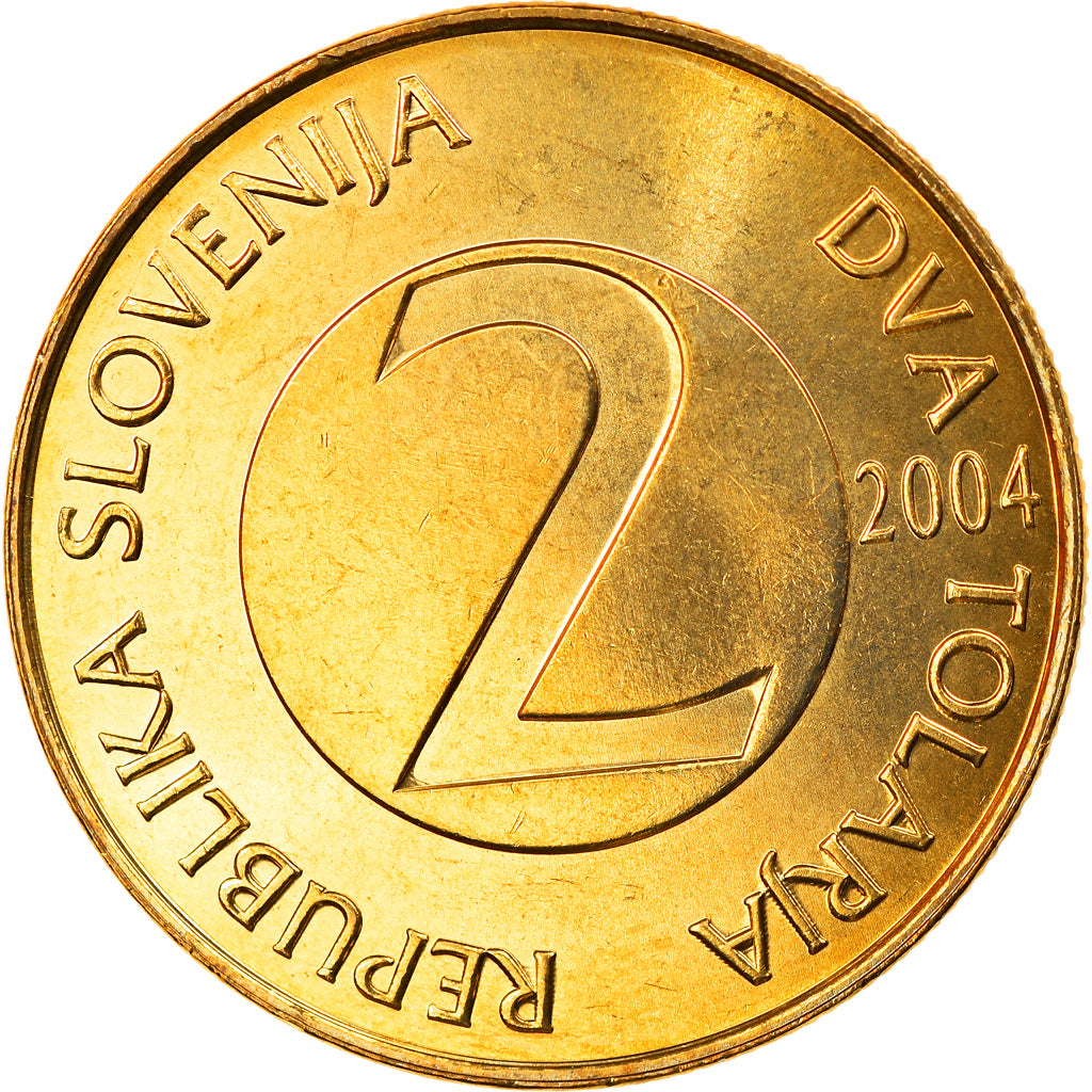 Münze, Slowenien, 2 Tolarja, 2004, UNZ, Nickel-brass, KM:5