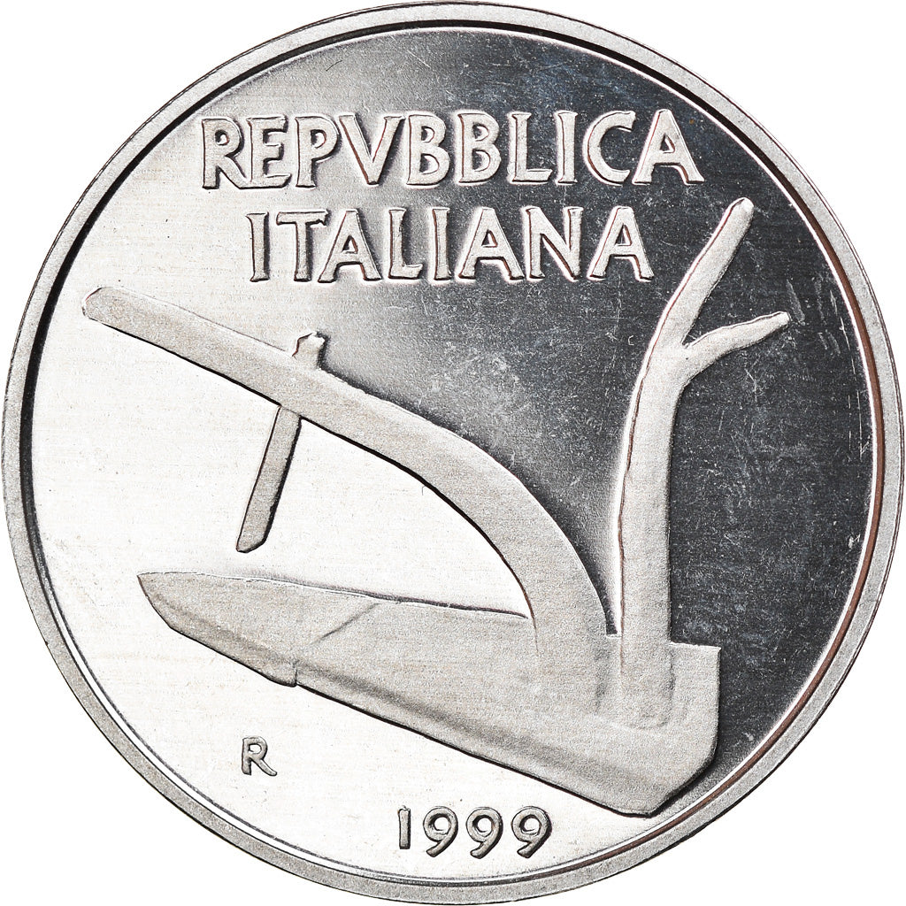 Coin, Italy, 10 Lire, 1999, Rome, Proof, MS(65-70), Aluminum, KM:93