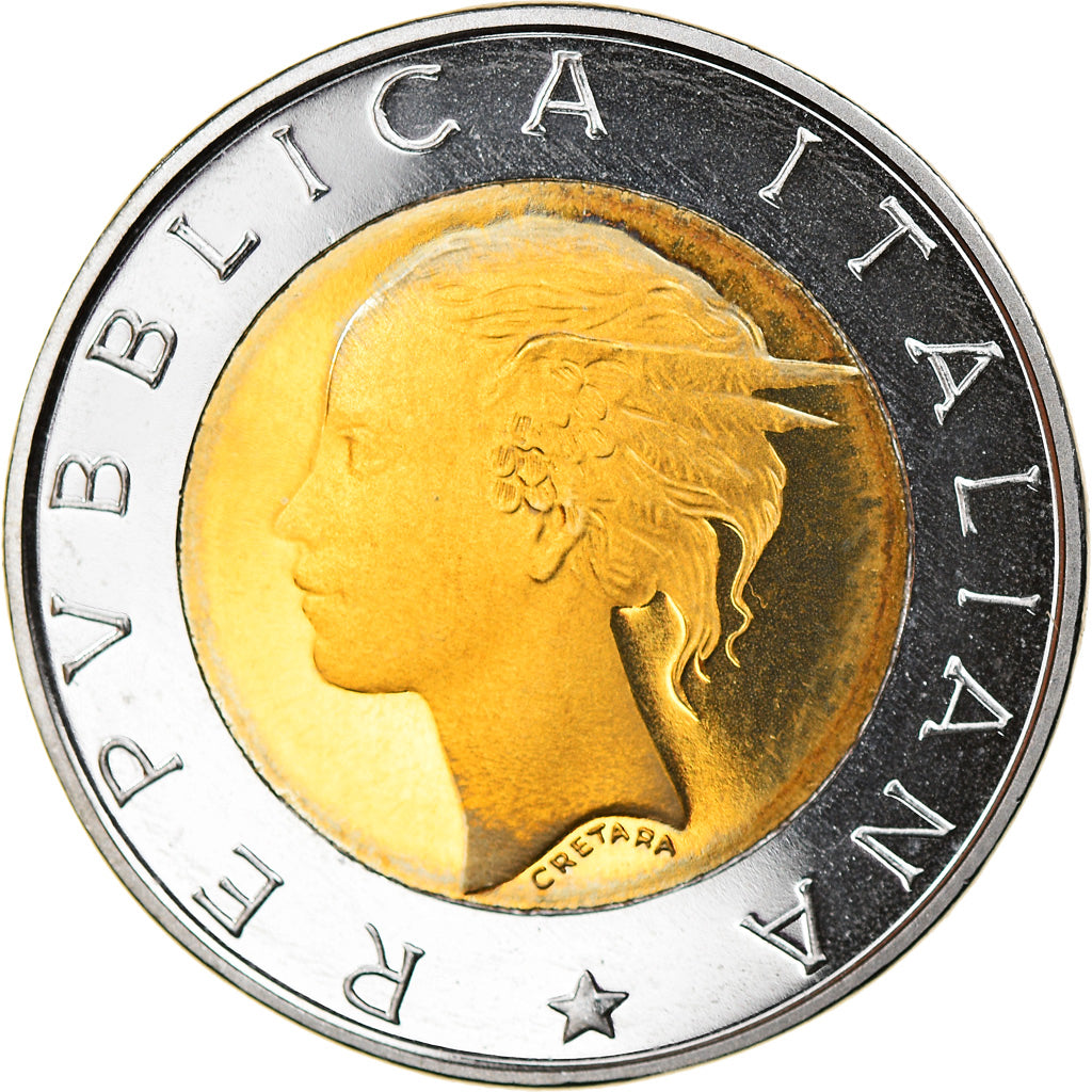 Coin, Italy, 500 Lire, 2001, Rome, Proof, MS(65-70), Bi-Metallic, KM:111
