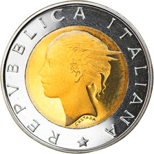Coin, Italy, 500 Lire, 2001, Rome, Proof, MS(65-70), Bi-Metallic, KM:111