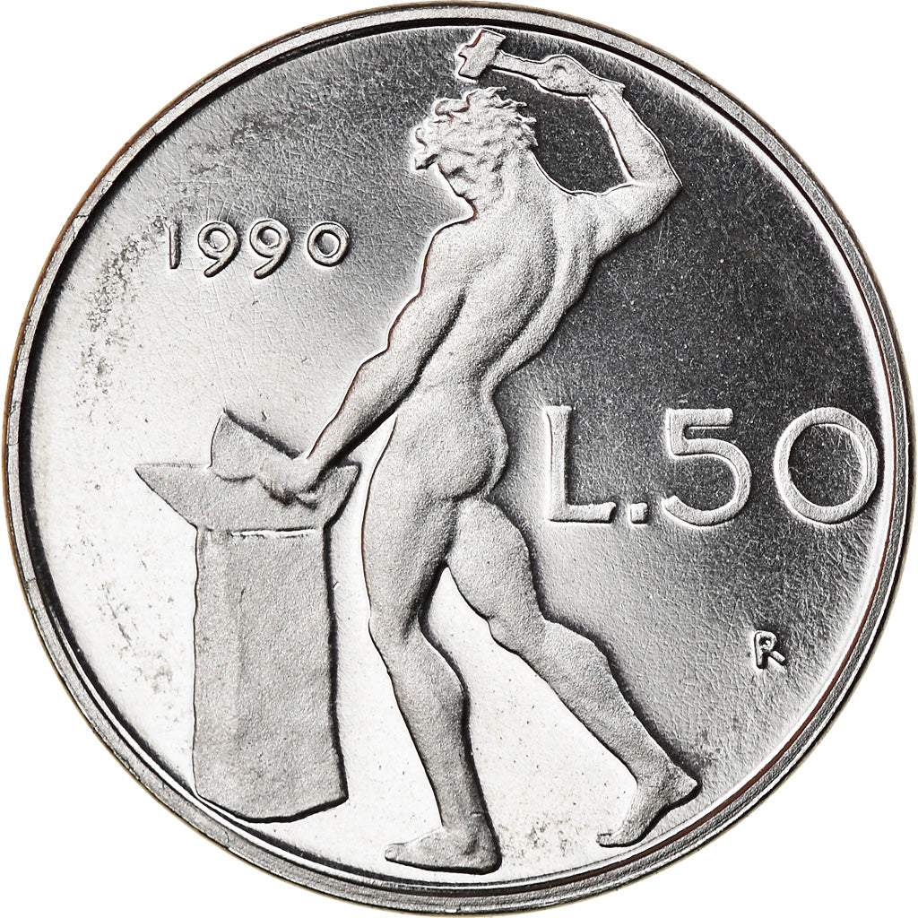 Coin, Italy, 50 Lire, 1990, Rome, Proof, MS(65-70), Copper-nickel, KM:183