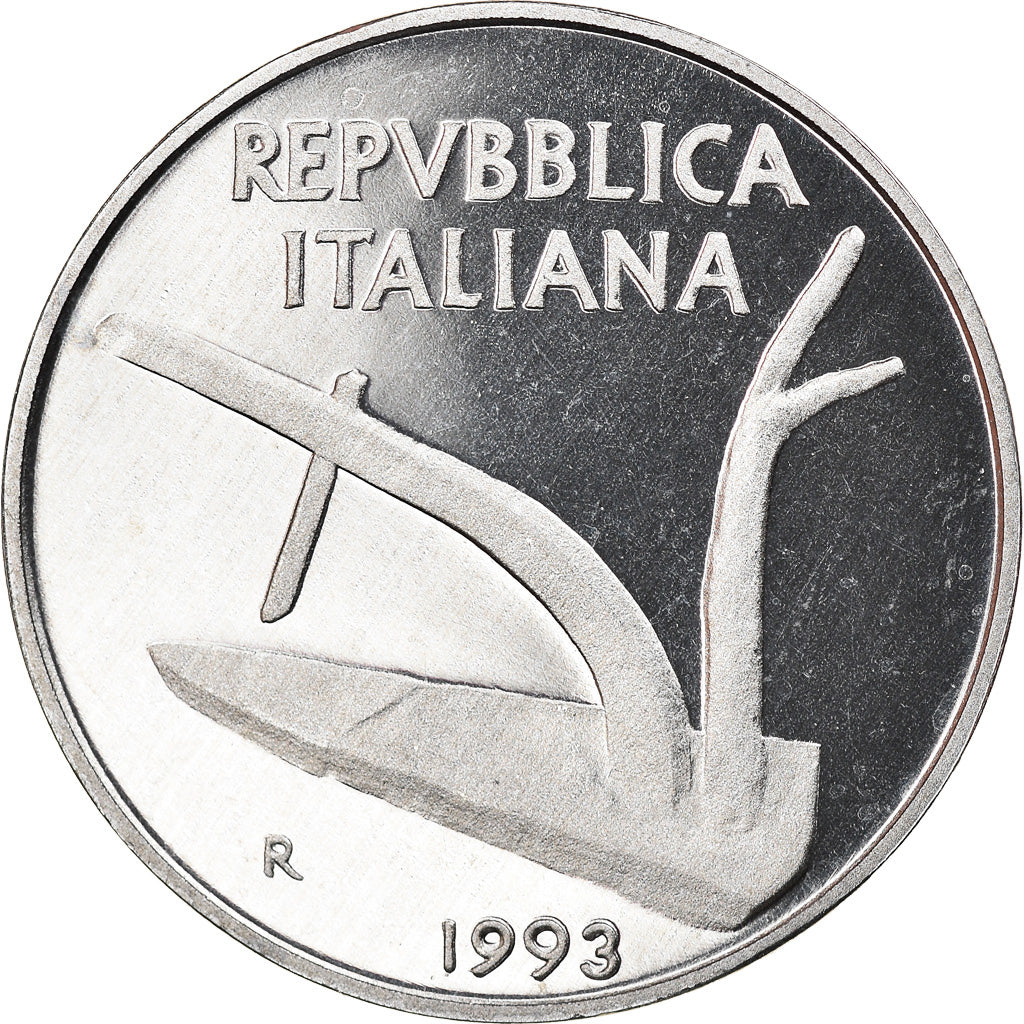 Coin, Italy, 10 Lire, 1993, Rome, Proof, MS(65-70), Aluminum, KM:93