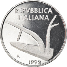 Coin, Italy, 10 Lire, 1993, Rome, Proof, MS(65-70), Aluminum, KM:93