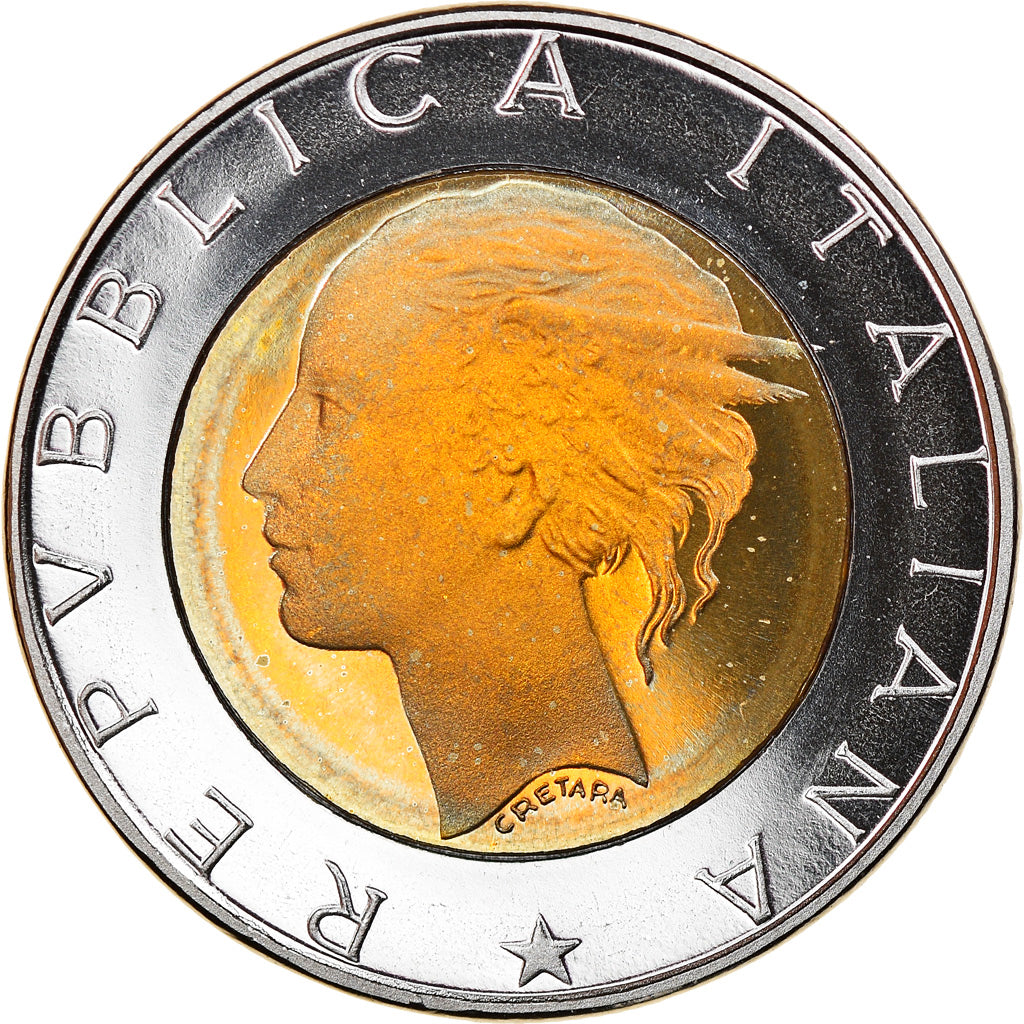 Coin, Italy, 500 Lire, 1990, Rome, Proof, MS(65-70), Bi-Metallic, KM:111