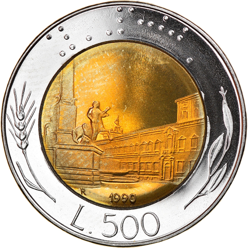 Coin, Italy, 500 Lire, 1990, Rome, Proof, MS(65-70), Bi-Metallic, KM:111