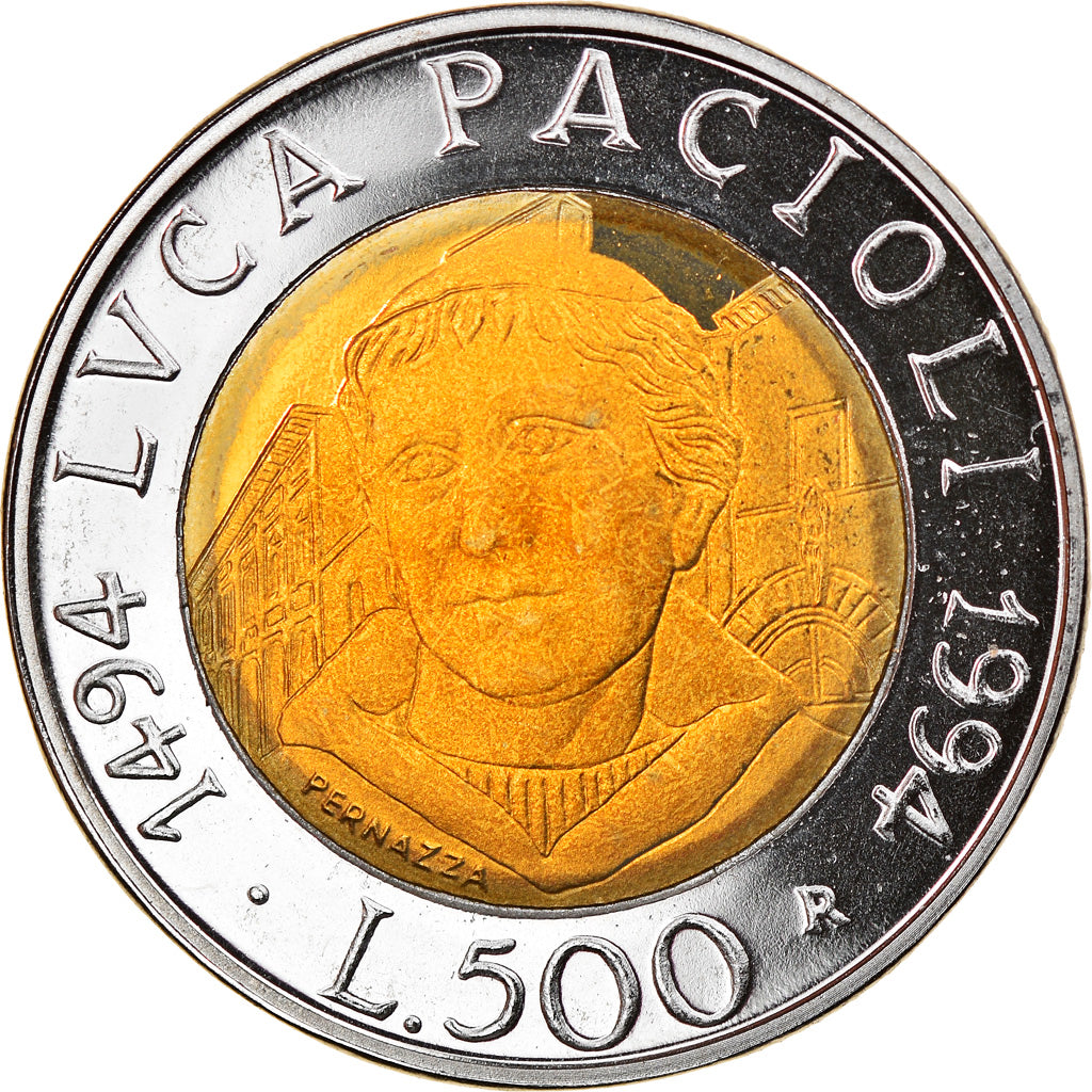 Coin, Italy, 500 Lire, 1994, Rome, Proof, MS(65-70), Bi-Metallic, KM:167