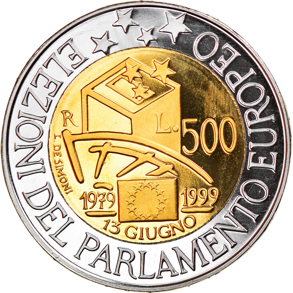 Coin, Italy, 500 Lire, 1999, Rome, Proof, MS(65-70), Bi-Metallic, KM:203