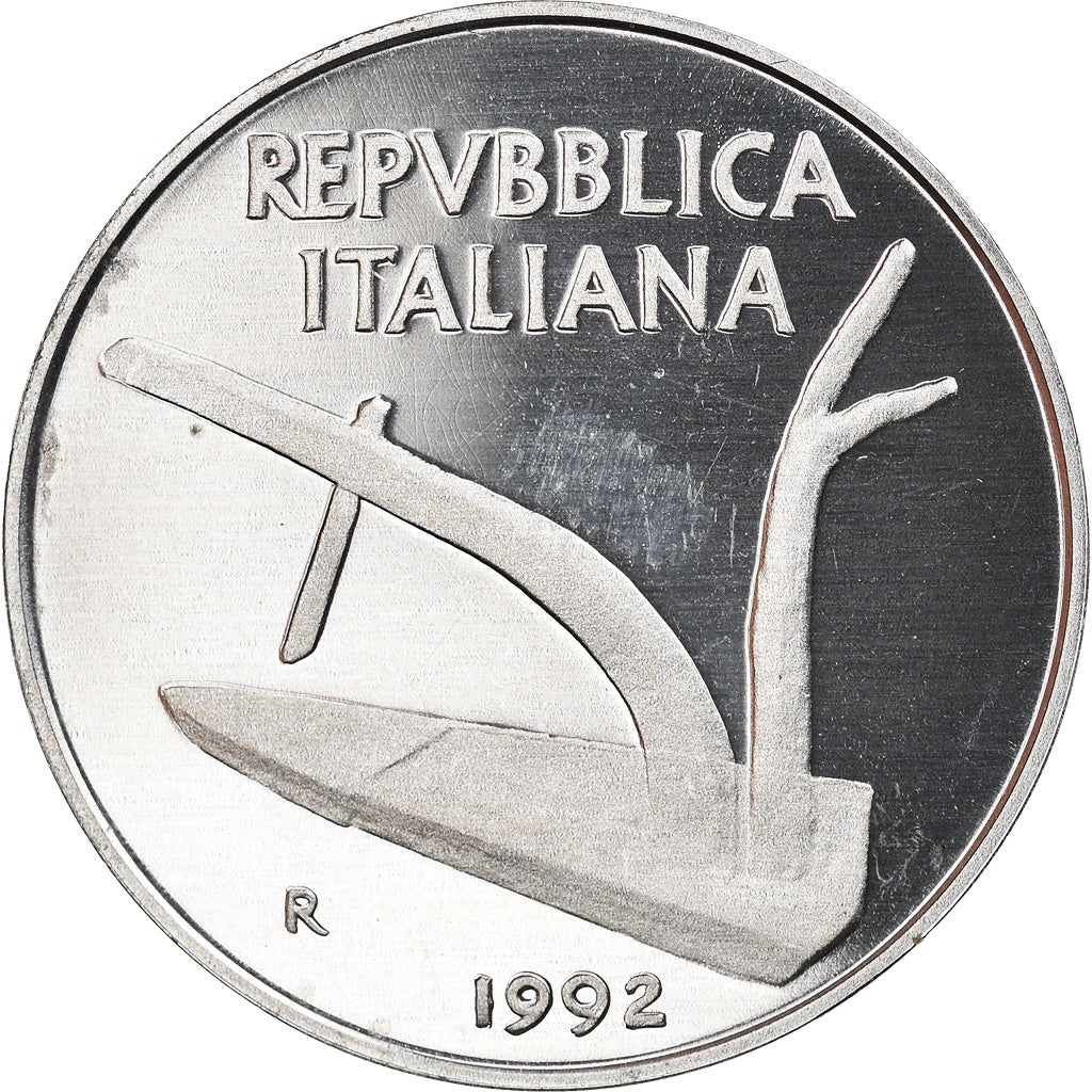 Coin, Italy, 10 Lire, 1992, Rome, Proof, MS(65-70), Aluminum, KM:93