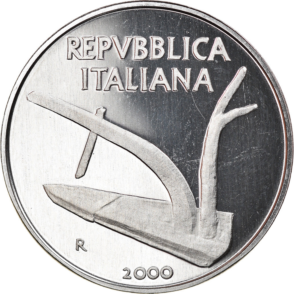 Coin, Italy, 10 Lire, 2000, Rome, Proof, MS(65-70), Aluminum, KM:93