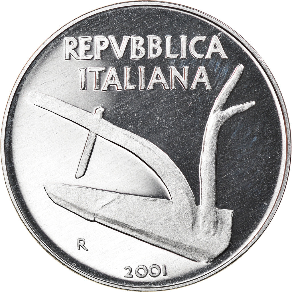 Coin, Italy, 10 Lire, 2001, Rome, Proof, MS(65-70), Aluminum, KM:93