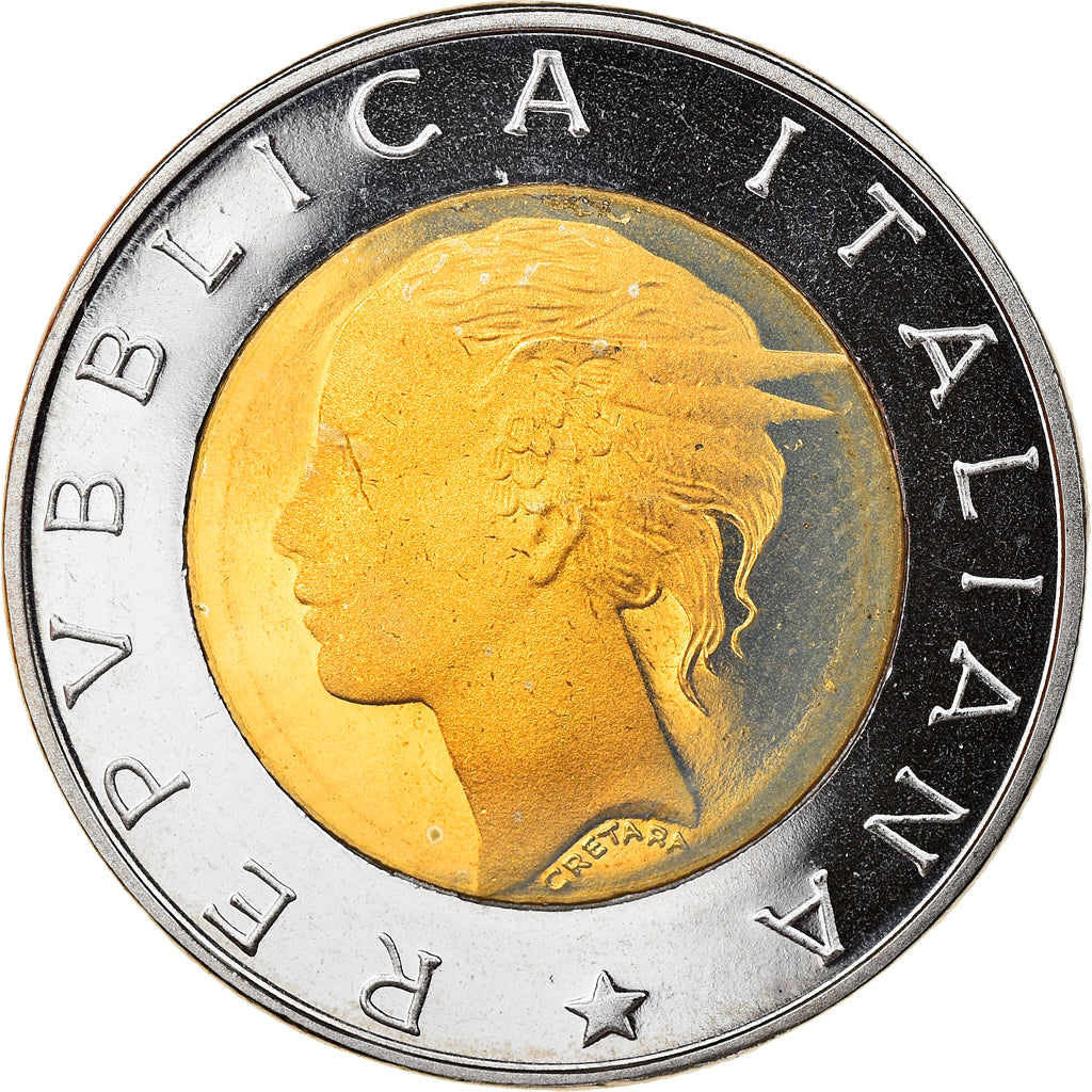 Coin, Italy, 500 Lire, 1995, Rome, Proof, MS(65-70), Bi-Metallic, KM:111