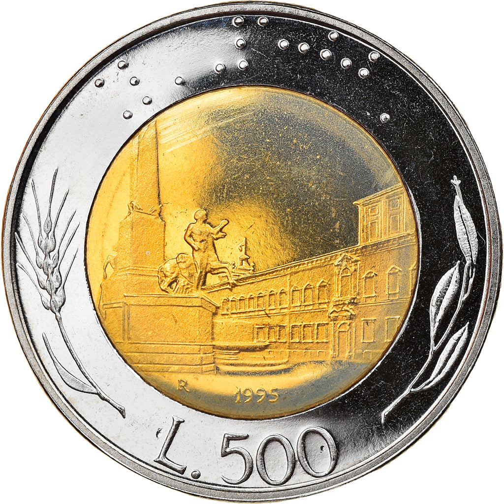 Coin, Italy, 500 Lire, 1995, Rome, Proof, MS(65-70), Bi-Metallic, KM:111
