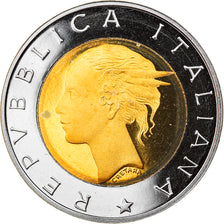 Moeda, Itália, 500 Lire, 1996, Rome, Proof, MS(65-70), Bimetálico, KM:181